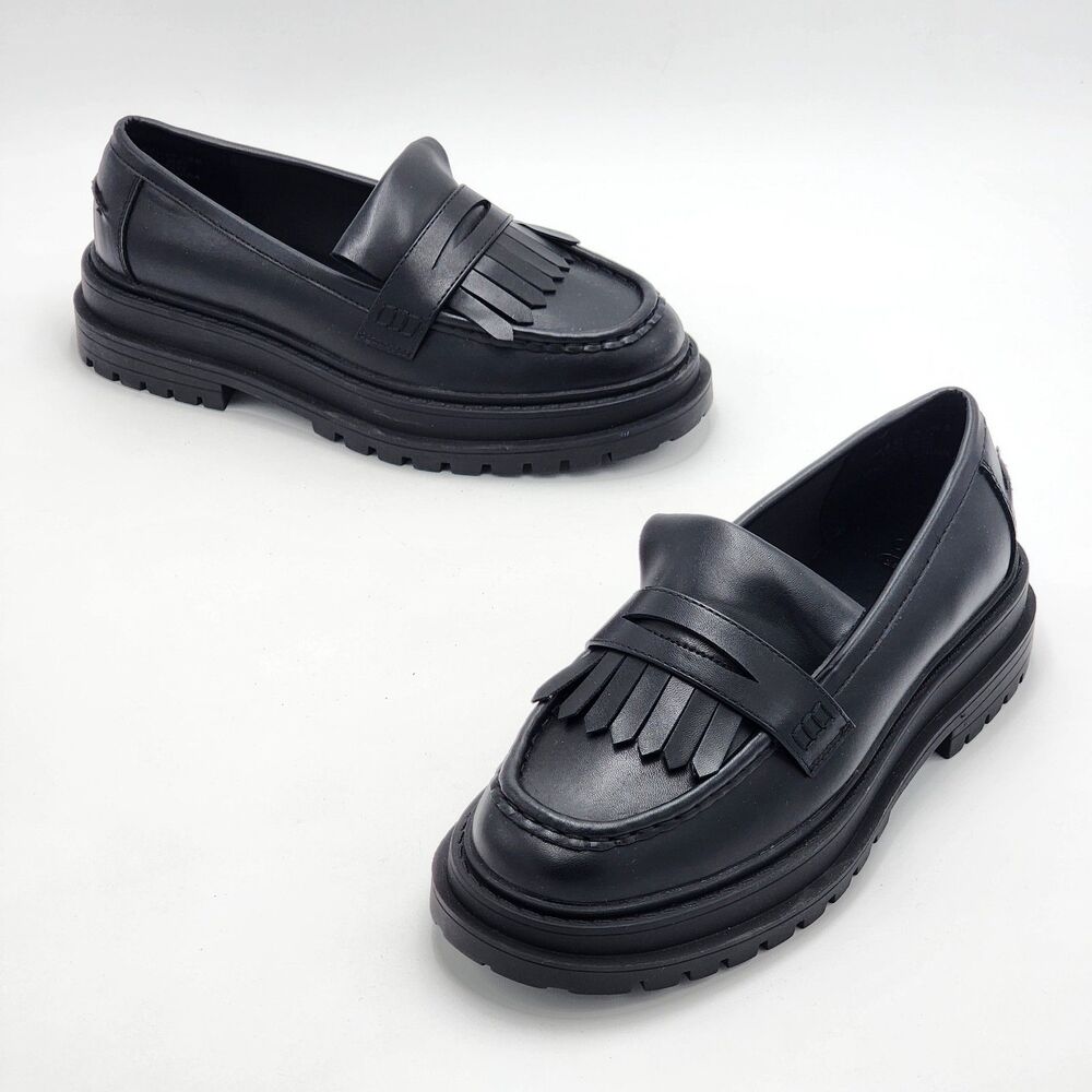 ASOS Design Wide Fit Majesty Chunky Fringe Platform Loafers Size 8 US 6 UK